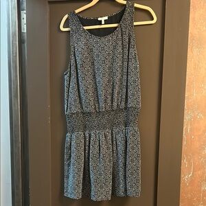 Joie Black and White Scoop Neck Sleeveless Mini Sundress